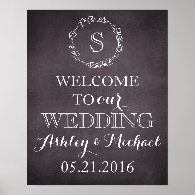 Custom Welcome bride groom name date wedding sign (Front)