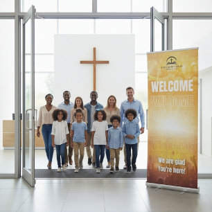 Custom Welcome Church Vertical Retractable Banner