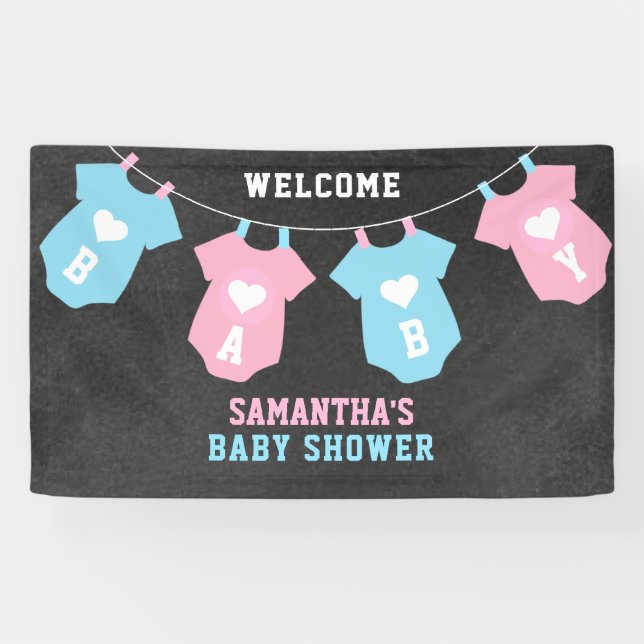 Custom Welcome GENDER REVEAL Party Baby Shower Banner (Horizontal)
