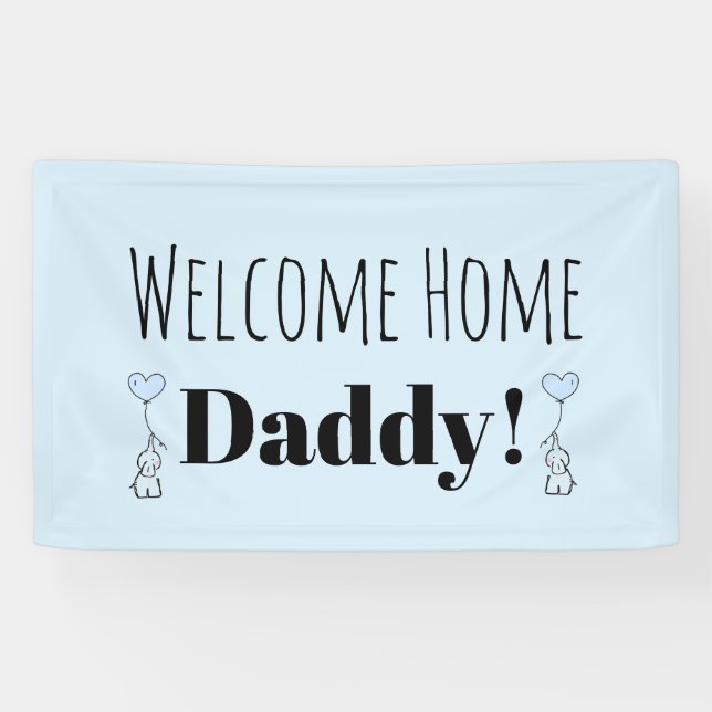 Custom Welcome Home Blue Cute Personalised Banner (Horizontal)