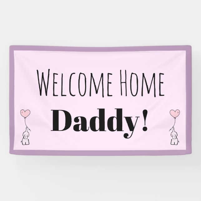 Custom Welcome Home Pink Cute Personalised Banner (Horizontal)