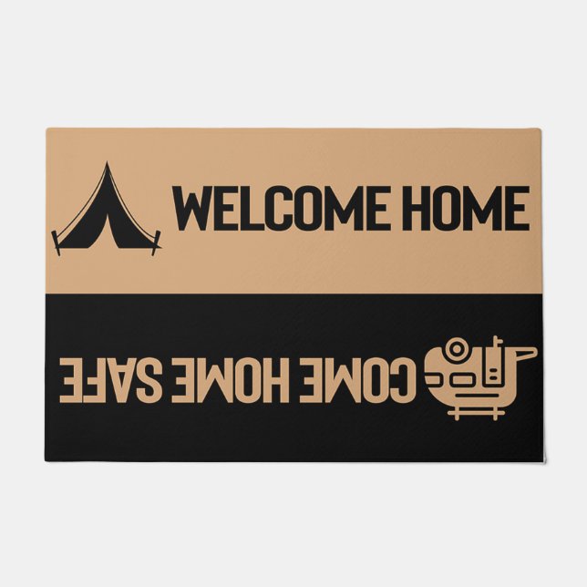 Custom welcome mat, Camping decor Doormat (Front)