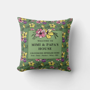 Custom Welcome to Mimi & Papa's House Cushion