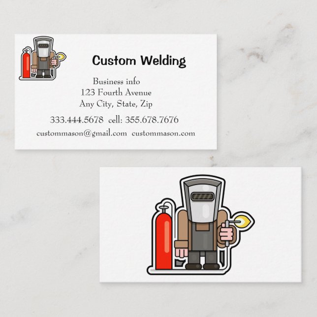 Custom Welding Manufacturing Repairs Business Card (Front/Back)