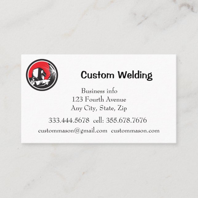 Custom Welding Manufacturing Repairs Business Card (Front)