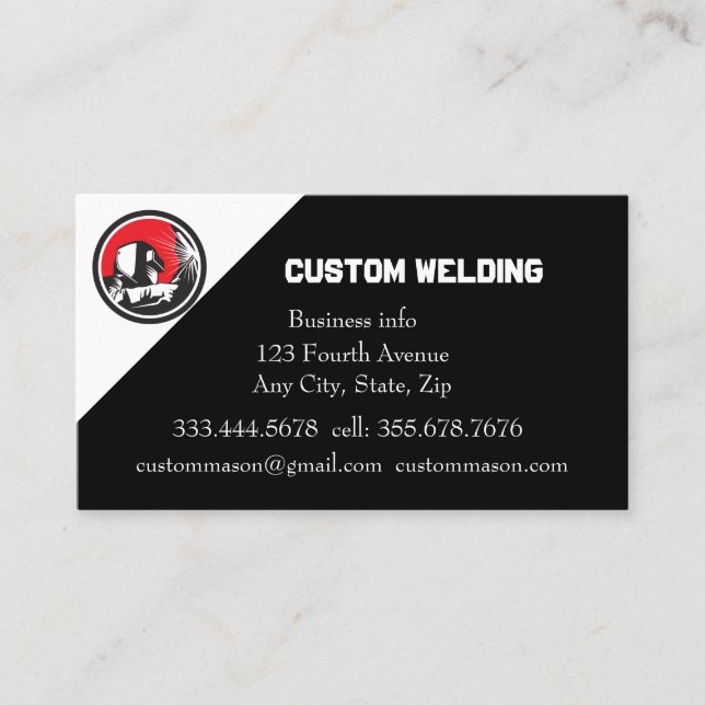 Custom Welding Manufacturing Repairs Business Card (Front)