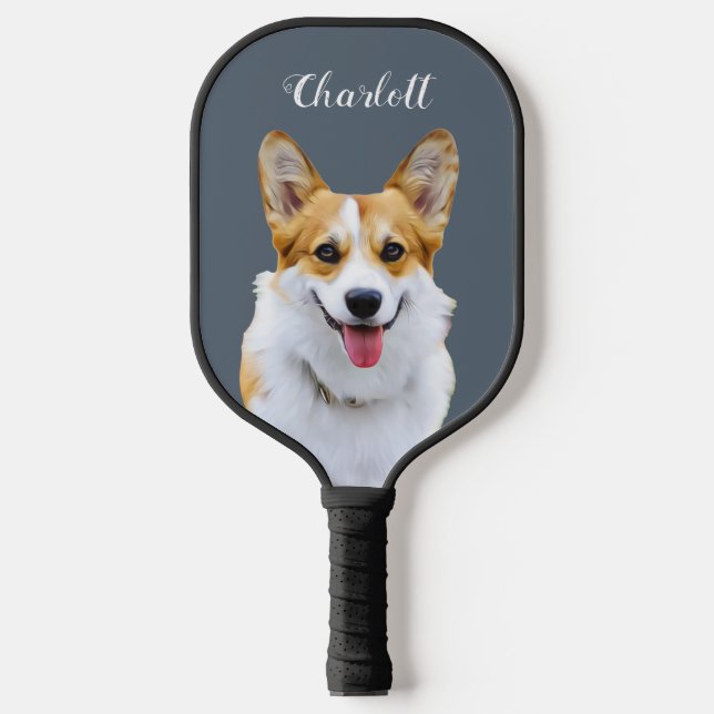 Custom Welsh Corgi Dog Personalised Drawing Pickleball Paddle (Front)