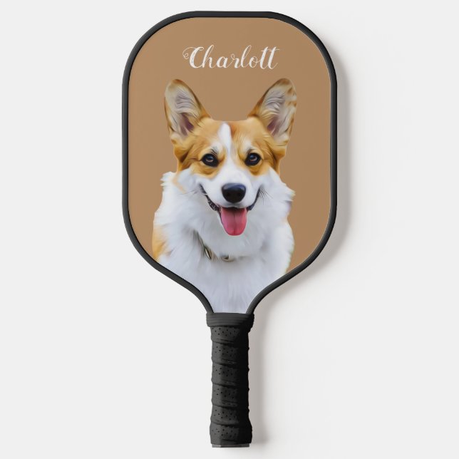 Custom Welsh Corgi Dog Personalised Drawing Pickleball Paddle (Front)