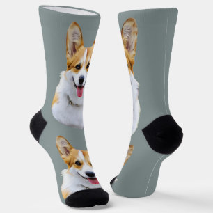 Custom Welsh Corgi Dog Personalised Drawing Socks