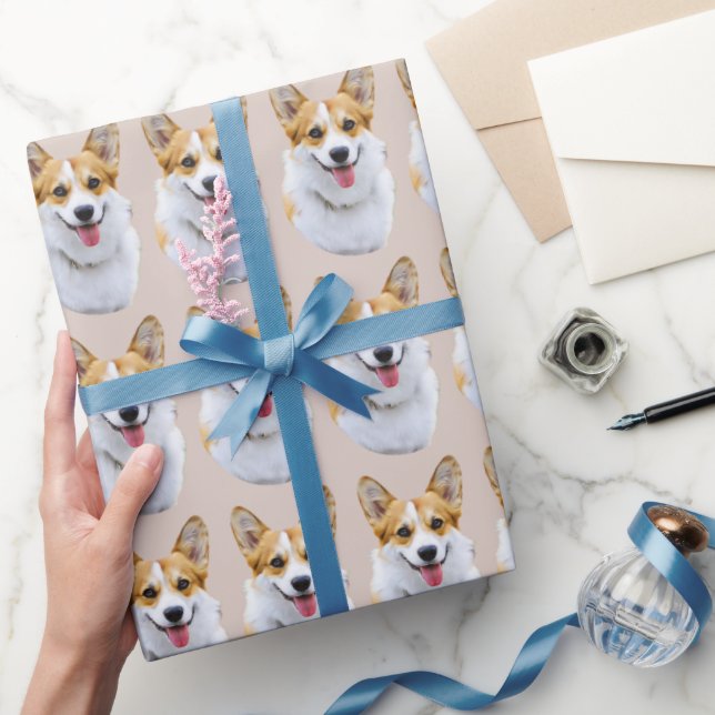 Custom Welsh Corgi Dog Personalised Drawing Wrapping Paper (Gifting)