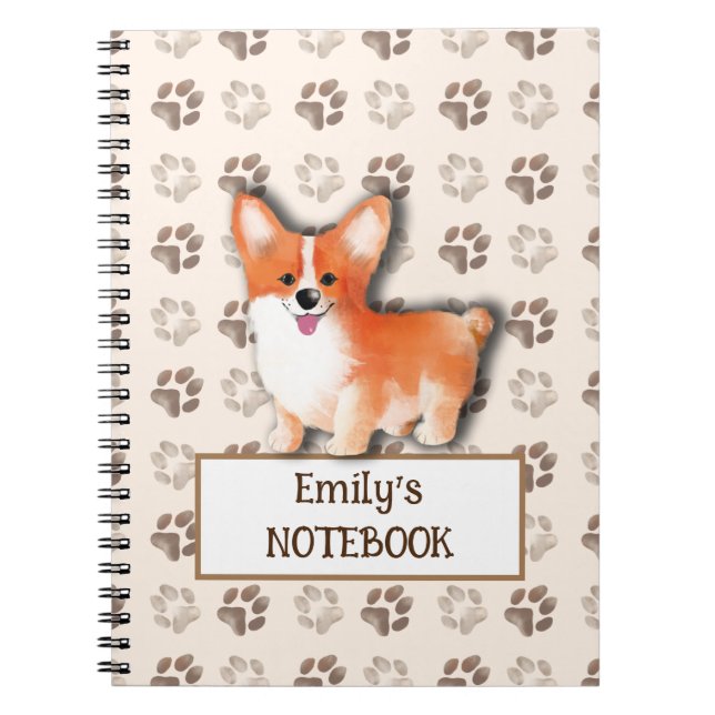 Custom Welsh Corgi Pembroke Notebook Gift for Kids (Front)