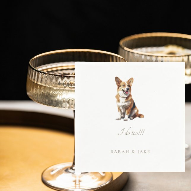 Custom Welsh Corgi Pet Wedding Napkin (Creator Uploaded)