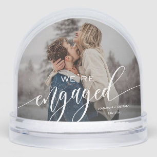 Custom We're Engaged! Keepsake Photo  Snowglobe