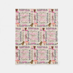 Custom Western Cowgirl Horse Lover Collage Name Fleece Blanket