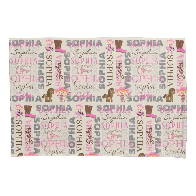 Custom Western Cowgirl Horse Lover Collage Name  Pillowcase (Front)