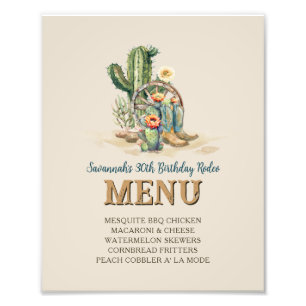 Custom Western Cowgirl Up Rodeo Party Menu Sign