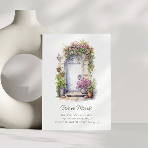 Custom We've Moved Front Door Floral Illustration Announcement