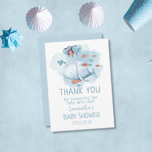 Custom Whale Boy Baby Shower Guest Thank You