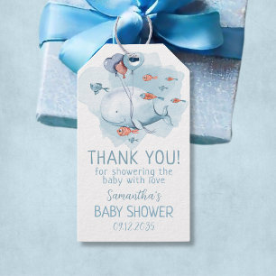 Custom Whale Boy Baby Shower Guests Thank You Gift Tags