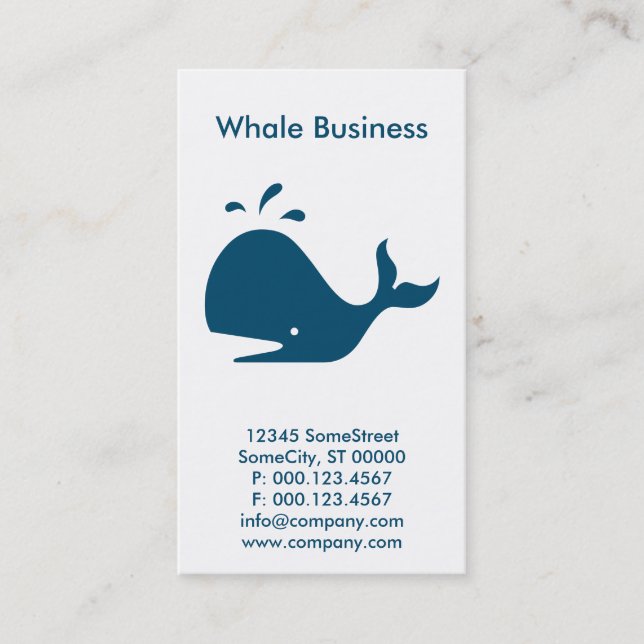 custom whale business business card (Front)