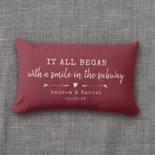 Custom Where It All Began Red Chic Valentine's Day Lumbar Cushion