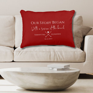 Custom Where Our Story Began Crimson Red Valentine Decorative Cushion