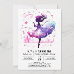  Custom Whimsical Ballerina Birthday Invitation