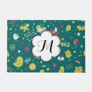 Custom Whimsical Birds and Butterflies Doormat