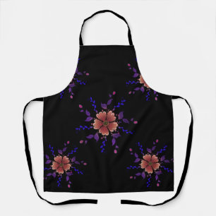 Custom Whimsical Copper and Purple Folk Art Floral Apron