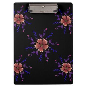 Custom Whimsical Copper and Purple Folk Art Floral Clipboard