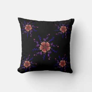 Custom Whimsical Copper and Purple Folk Art Floral Cushion