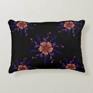 Custom Whimsical Copper and Purple Folk Art Floral Decorative Cushion