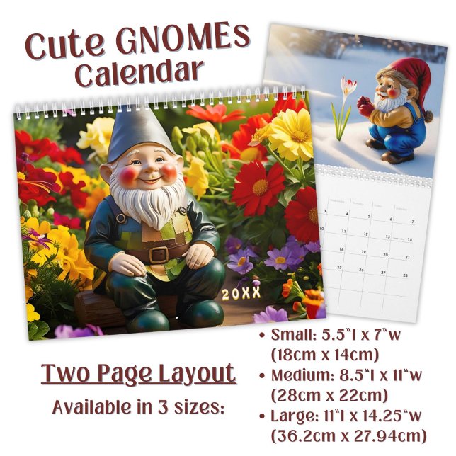 Custom Whimsical Garden Gnome Art  Calendar (Creator Uploaded)