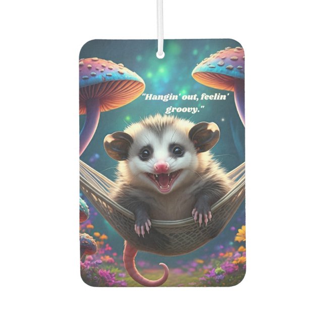 Custom Whimsical Opossum Psychedelic Hippie  Car Air Freshener (Front)