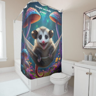 Custom Whimsical Opossum Psychedelic Hippie Shower Curtain