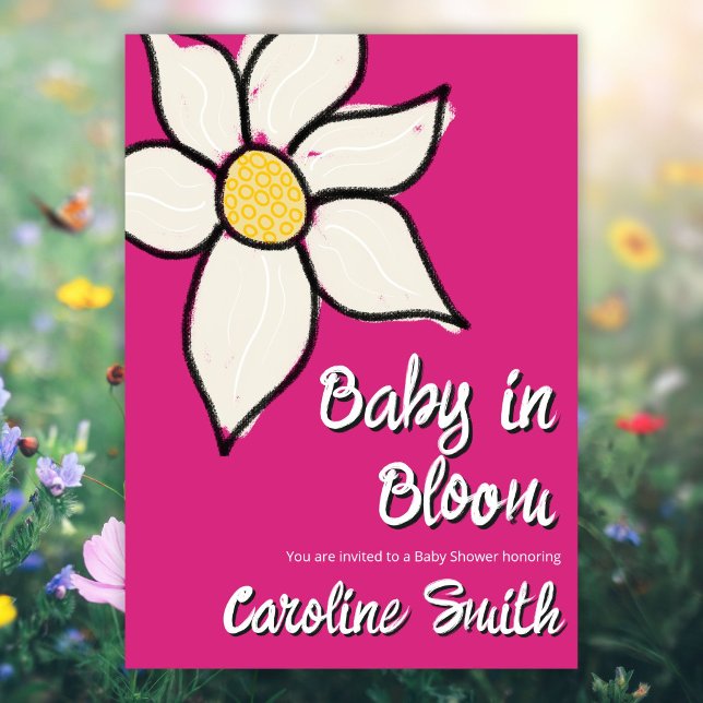 Custom Whimsical Spring Daisy Baby In Bloom  Invitation (Creator Uploaded)