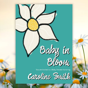 Custom Whimsical Spring Daisy Baby Shower Invitation