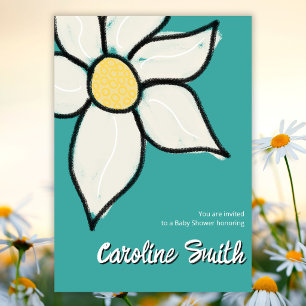 Custom Whimsical Spring Daisy Baby Shower Invitation