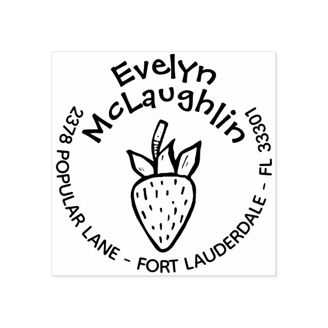 Custom Whimsical Strawberry Return Address Stamp (Imprint)