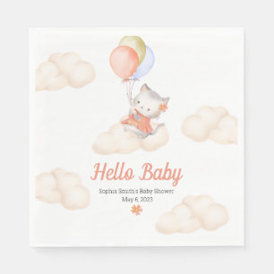 Custom Whimsical Sweet Floating Kitten Baby Girl Napkin