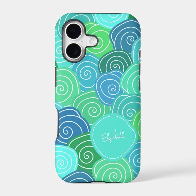 Custom Whimsical Vintage Cute Blue Green Pattern (Back)