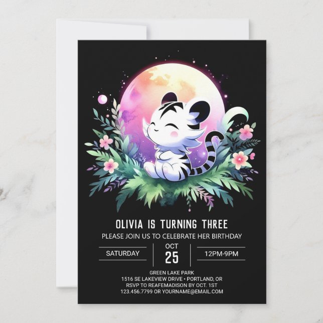 Custom Whimsy Tiger Birthday Invitation (Front)