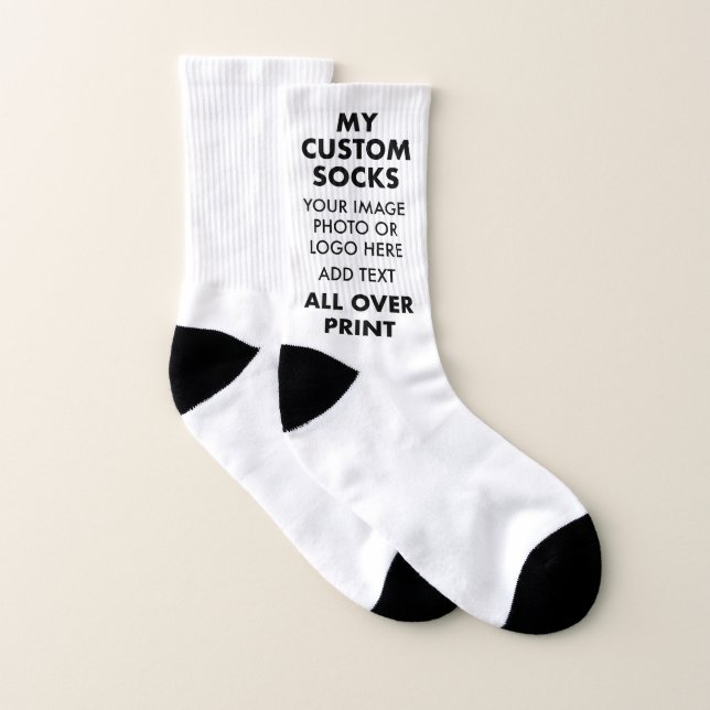 Custom WHITE All Over Print Men's Socks (Pair)