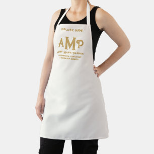 Custom White and Gold Monogram Business Apron