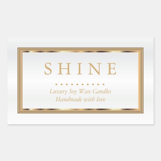Custom White and Gold Rectangular Sticker (Front)