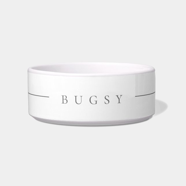 Custom: White and gray name pet bowl (Front)