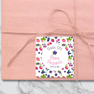 Custom White•Berry Preserves DIY Canning Square Sticker