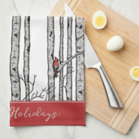 Custom White Birch Trees and Red Cardinal Birds