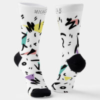 Custom White Black Green Pink Yellow Abstract 