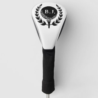 Custom White Black Monogrammed Logo Golf Head Cover